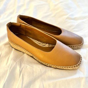 Everlane Leather Espadrille Mini Wedge Flats 9.5 NEW